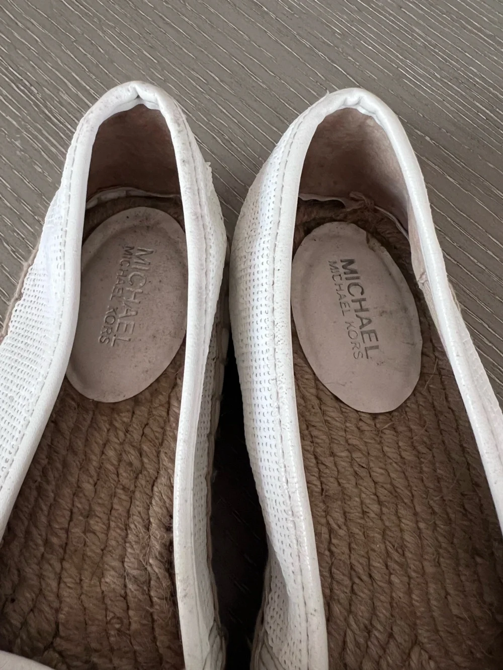 White Woven sequin Espadrille Slip-On Shoes
